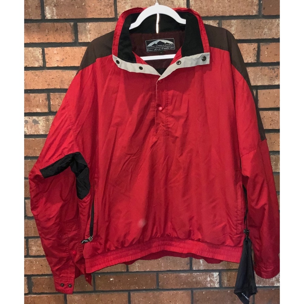 Sun Mountain Monsoon Golf Pullover Jacket Mens Large Red Colorblock Quarter Snap